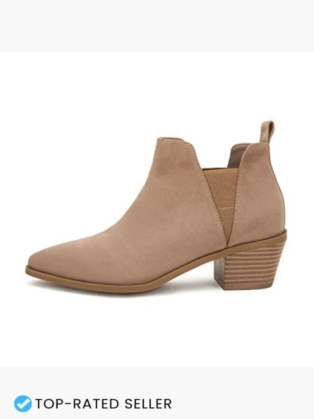 Chunky Heel Ankle Booties Slip On Western Low Heel Chelsea Boots Stacked Heel